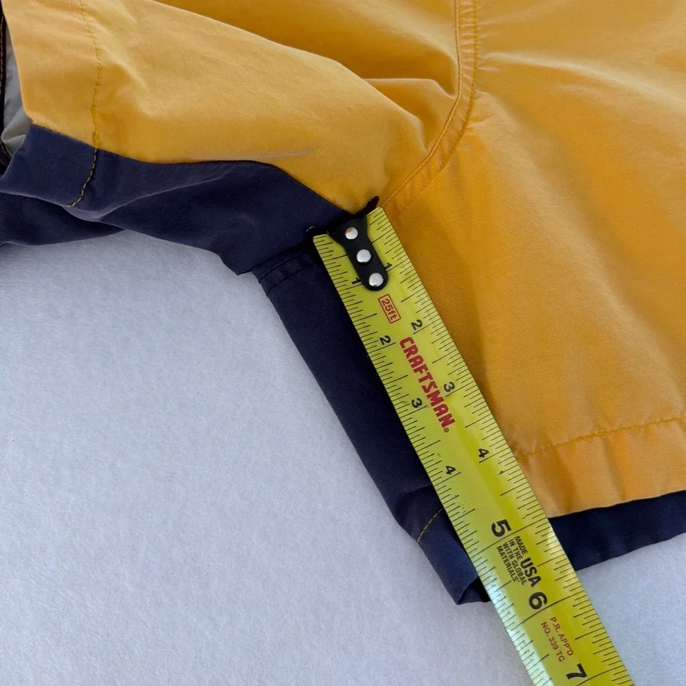 Nautica Y2K Mens Medium Swim Trunks Yellow Navy Blue Colorblock Mesh Liner‎